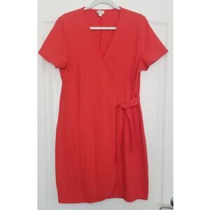 J Crew Factory Textured Cotton Wrap Dress in Size L Spring Beach Travel Feminine